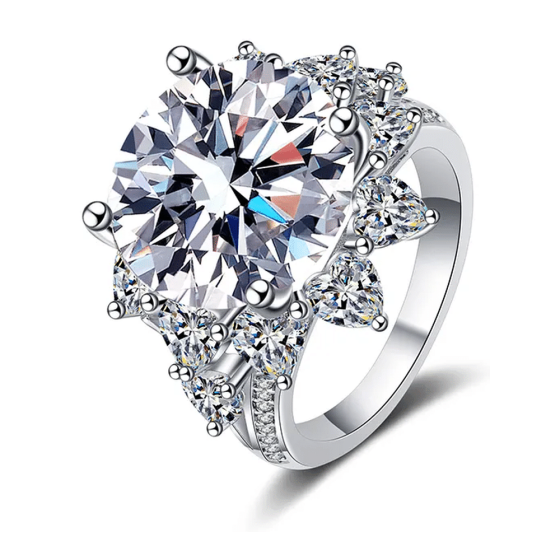 Oval Halo Moissanite Engagement Ring [TEST DATA]